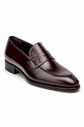 Caporicci Style 1205 Brown Calfskin Penny Loafer, three-quarter view