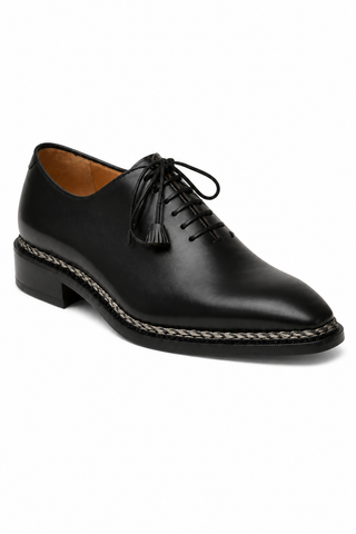 Caporicci Style 1400 Black Norwegian Stitch Oxford, three-quarter view
