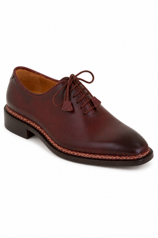 Caporicci Style 1400 Burgundy Norwegian Stitch Oxford, three-quarter view
