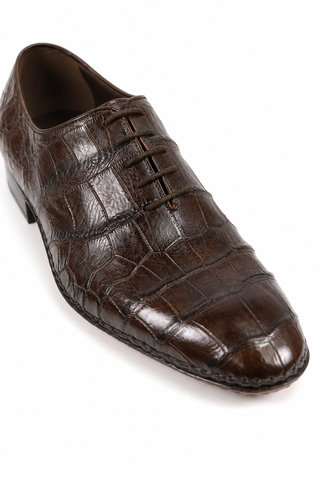 Caporicci Gregory 2542 Alligator Wholecut Oxford Brown, alligator and lace detail