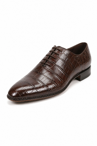 Caporicci Gregory 2542 Alligator Wholecut Oxford Brown, three-quarter view