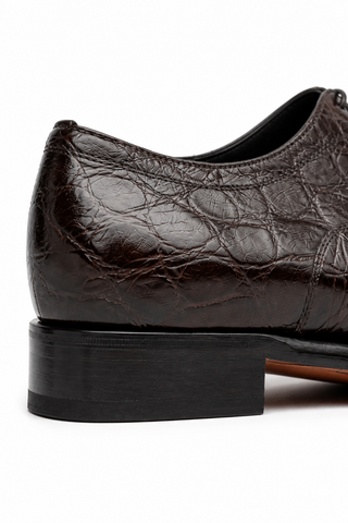 Caporicci Style 5950 Brown alligator oxford, heel detail