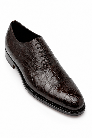 Caporicci Style 5950 Brown alligator oxford, lacing view