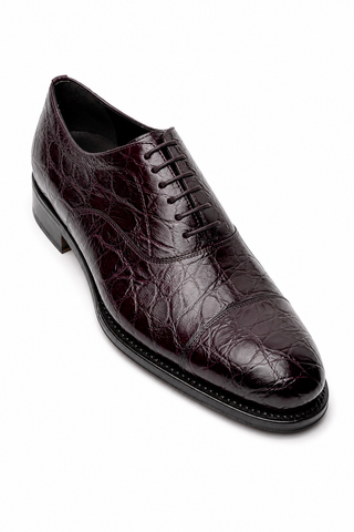 Caporicci Style 5950 Burgundy alligator oxford, lacing view