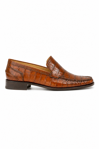 Caporicci Style 940 Gold alligator loafer, right-facing outer-side view