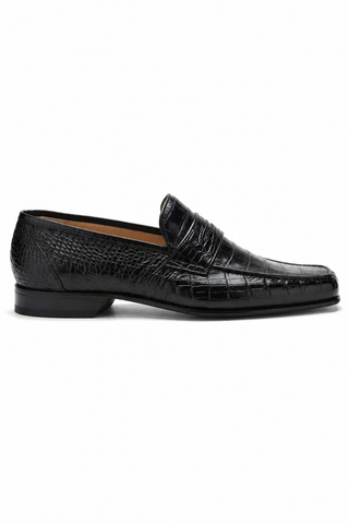 Caporicci 9961 Alligator Penny Loafer Black, right-facing outer-side view