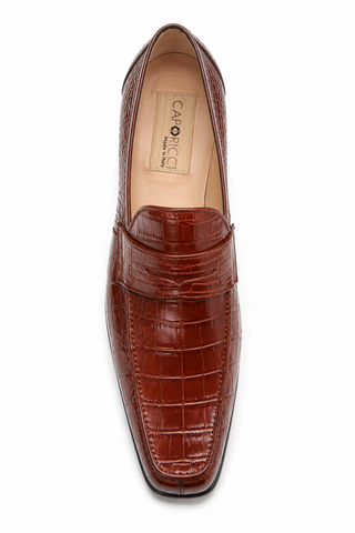 Caporicci 9961 Alligator Penny Loafer Chestnut, Caporicci insole view