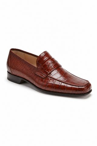Caporicci 9961 Alligator Penny Loafer Chestnut, three-quarter view