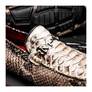 Marco Di Milano Capri Men's Shoes Natural Exotic Python Skin Horse-Bit Loafer (MDM1241)