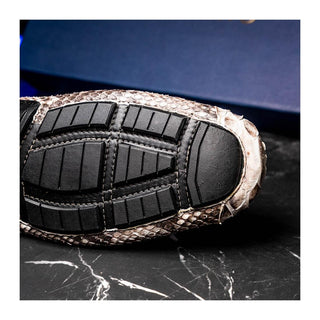Marco Di Milano Capri Men's Shoes Natural Exotic Python Skin Horse-Bit Loafer (MDM1241)