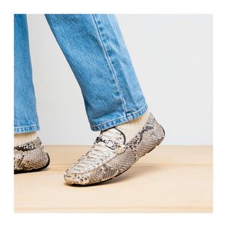 Marco Di Milano Capri Men's Shoes Natural Exotic Python Skin Horse-Bit Loafer (MDM1241)