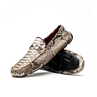 Marco Di Milano Capri Men's Shoes Natural Exotic Python Skin Horse-Bit Loafer (MDM1241)