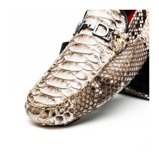 Marco Di Milano Capri Men's Shoes Natural Exotic Python Skin Horse-Bit Loafer (MDM1241)