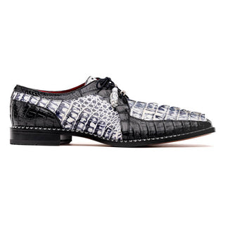 Marco Di Milano Caribe Men's Shoes Newspaper & Black Genuine Hornback Caiman Crocodile Derby (MDM1118)