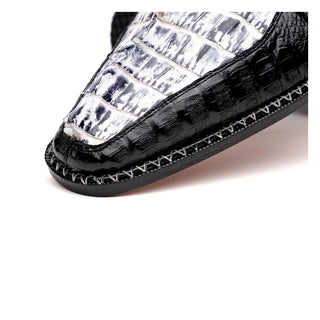 Marco Di Milano Caribe Men's Shoes Newspaper & Black Genuine Hornback Caiman Crocodile Derby (MDM1118)