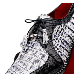 Marco Di Milano Caribe Men's Shoes Newspaper & Black Genuine Hornback Caiman Crocodile Derby (MDM1118)
