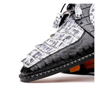 Marco Di Milano Caribe Men's Shoes Newspaper & Black Genuine Hornback Caiman Crocodile Derby (MDM1118)