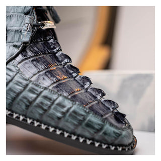 Marco Di Milano Caribe Men's Shoes Dark Gray Genuine Hornback Caiman Crocodile Derby (MDM1118)