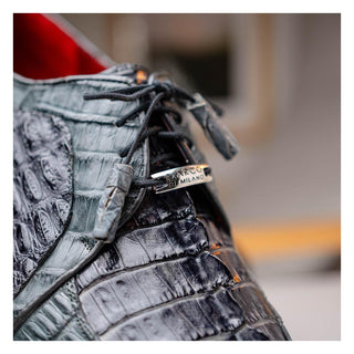 Marco Di Milano Caribe Men's Shoes Dark Gray Genuine Hornback Caiman Crocodile Derby (MDM1118)