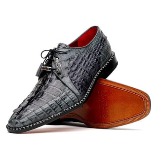 Marco Di Milano Caribe Men's Shoes Dark Gray Genuine Hornback Caiman Crocodile Derby (MDM1118)