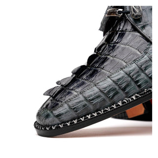 Marco Di Milano Caribe Men's Shoes Dark Gray Genuine Hornback Caiman Crocodile Derby (MDM1118)
