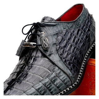 Marco Di Milano Caribe Men's Shoes Dark Gray Genuine Hornback Caiman Crocodile Derby (MDM1118)