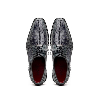 Marco Di Milano Caribe Men's Shoes Dark Gray Genuine Hornback Caiman Crocodile Derby (MDM1118)