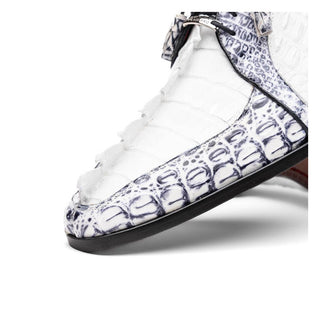 Marco Di Milano Caribe Men's Shoes White & Newspaper Genuine Hornback Caiman Crocodile Derby (MDM1118)