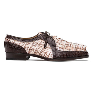 Marco Di Milano Caribe Men's Shoes White & Brown Genuine Hornback Caiman Crocodile Derby (MDM1118)