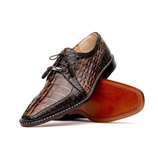 Marco Di Milano Caribe Men's Shoes Orix & Brown Genuine Hornback Caiman Crocodile Derby (MDM1118)