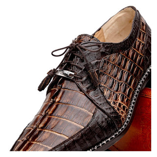 Marco Di Milano Caribe Men's Shoes Orix & Brown Genuine Hornback Caiman Crocodile Derby (MDM1118)