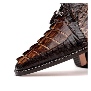 Marco Di Milano Caribe Men's Shoes Orix & Brown Genuine Hornback Caiman Crocodile Derby (MDM1118)