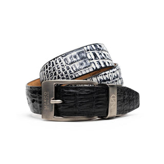 Marco Di Milano Caribe Men's Black / Newspaper Genuine Crocodile Belts (MDMB1045)