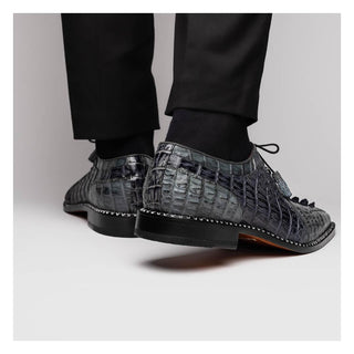 Marco Di Milano Caribe Men's Shoes Dark Gray Genuine Hornback Caiman Crocodile Derby (MDM1118)
