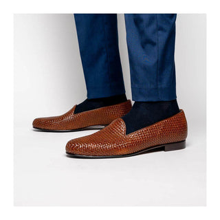 Zelli Italia Cestino Men's Shoes Woven Calf-Skin Leather Slip-On Loafer (ZEL1018)