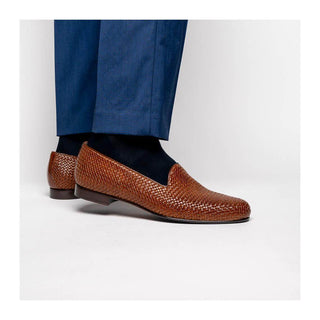 Zelli Italia Cestino Men's Shoes Woven Calf-Skin Leather Slip-On Loafer (ZEL1018)