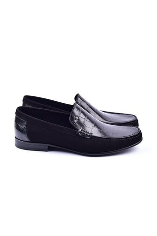 Corrente 3898C Leather & Suede Loafer - Black