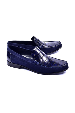 Corrente 3898C Leather & Suede Loafer - Navy