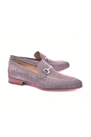 Corrente 4428C Embossed Suede Horse-Bit Loafer - Taupe