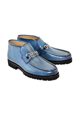 Corrente 5786 Leather Horse-Bit Boot - Ocean Blue