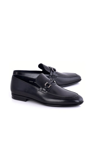 Corrente 6627 Leather Horse-Bit Loafer - Black