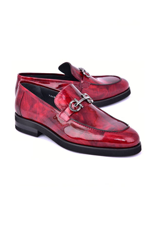 Corrente 7249 Patent Horse-Bit Loafer - Marble Red