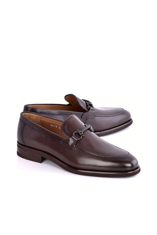 Corrente 8413 Leather Horse-Bit Loafer - Brown