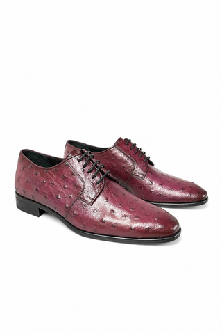 Corrente 6348 Burgundy Ostrich Derby 02 front three-quarter