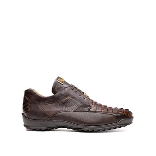 Marco Di Milano Crater Men's Shoes Brown Exotic Crocodile & Lizard Skin Sneakers (MDM1253)
