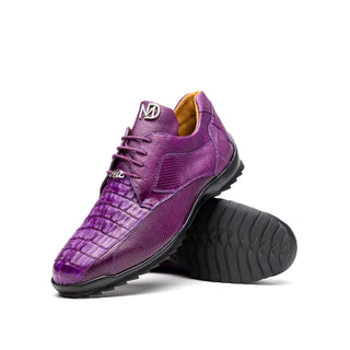 Marco Di Milano Crater Men's Shoes Purple Exotic Crocodile & Lizard Skin Sneakers (MDM1251)