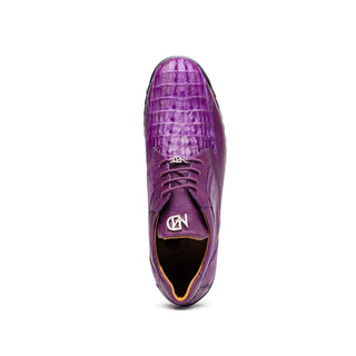 Marco Di Milano Crater Men's Shoes Purple Exotic Crocodile & Lizard Skin Sneakers (MDM1251)
