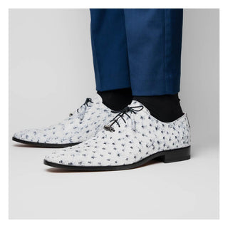 Marco Di Milano Criss Men's Shoes Newspaper Exotic Ostrich Quill Oxfords (MDM1073)