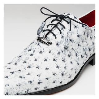 Marco Di Milano Criss Men's Shoes Newspaper Exotic Ostrich Quill Oxfords (MDM1073)