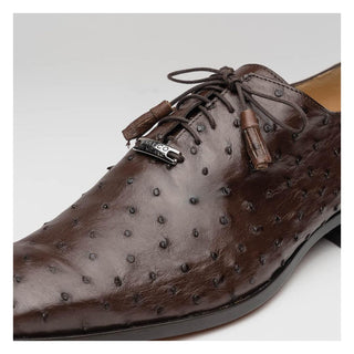 Marco Di Milano Criss Men's Shoes Exotic Brown Ostrich Quill Oxfords (MDM1073)